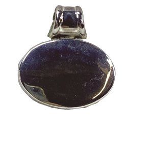 Oval Egg Shape Jewelry Silver Color Engravable Pendant Necklace Patina of Age